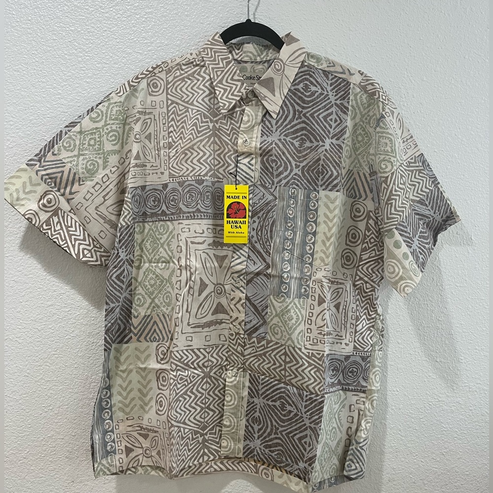 1990’s Cotton Cooke Street Aloha Shirt - Tan Hawaiian Print